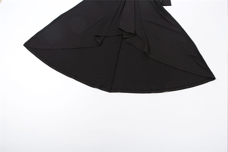 Mesh Panel Maxi Dress with Asymmetric Hem - Modern