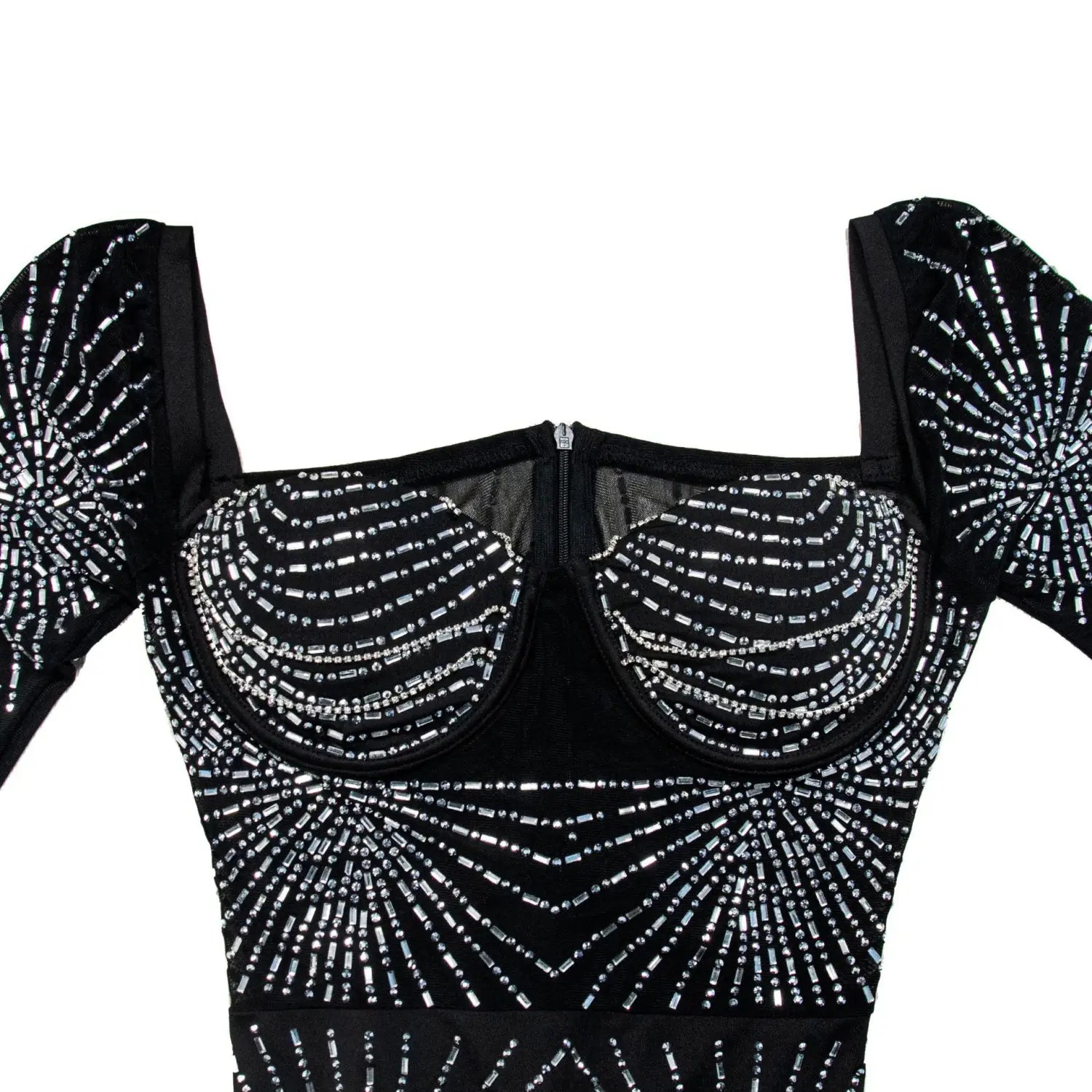 Slim Fit V-neck Rhinestone Embellished Bodycon Dress - Party Perfection