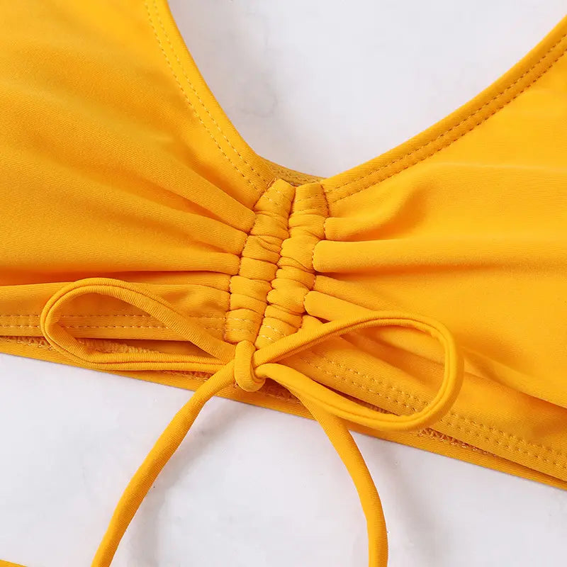 Flirty High Waist Flounced Split Swimsuit With Boho Vibes