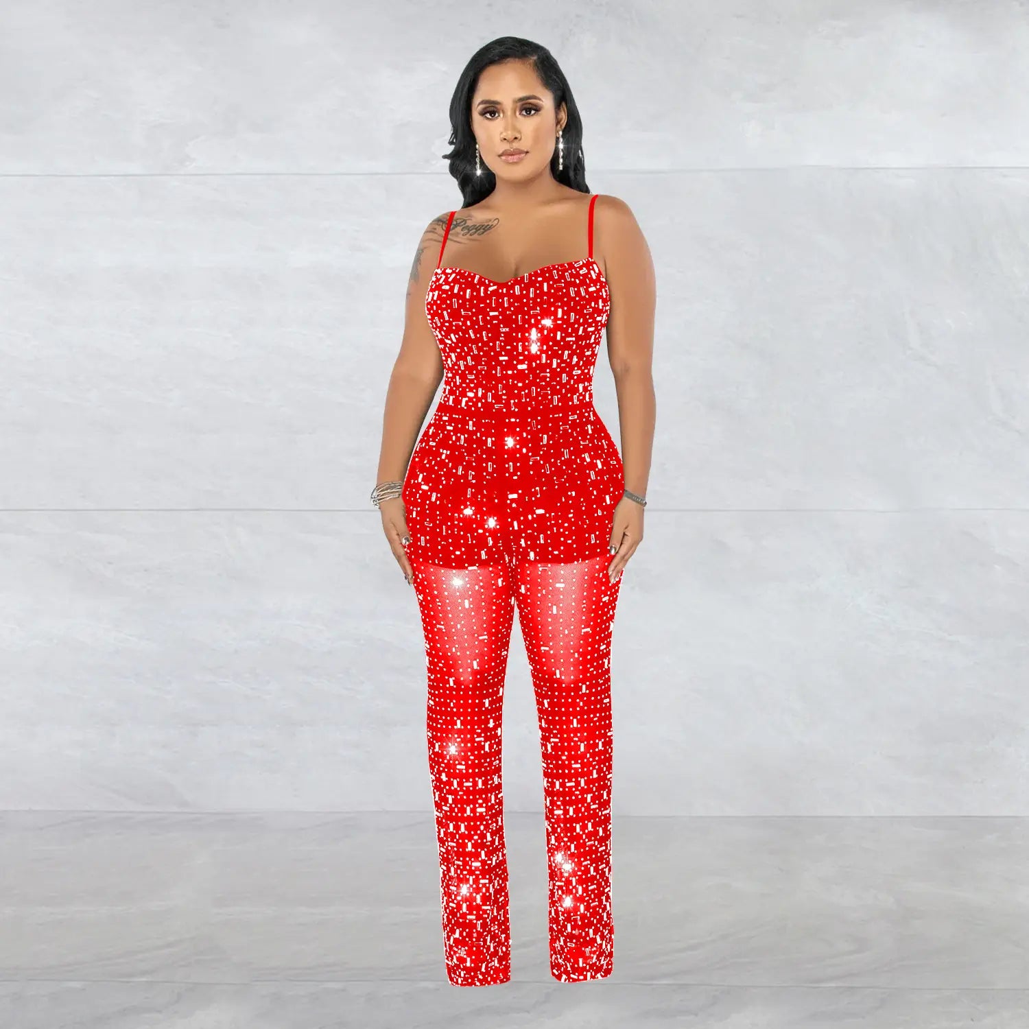 Rhinestone Radiance Jumpsuit - Sparkle in Elegance!