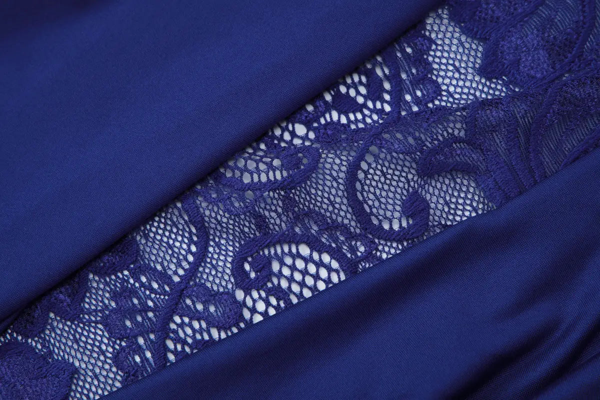 Halter Maxi Dress with Lace Panel - Sophisticated Allure