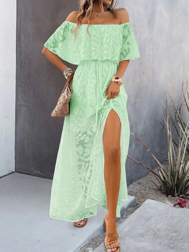 Elegant Off-shoulder Maxi Dress - Embrace Elegance