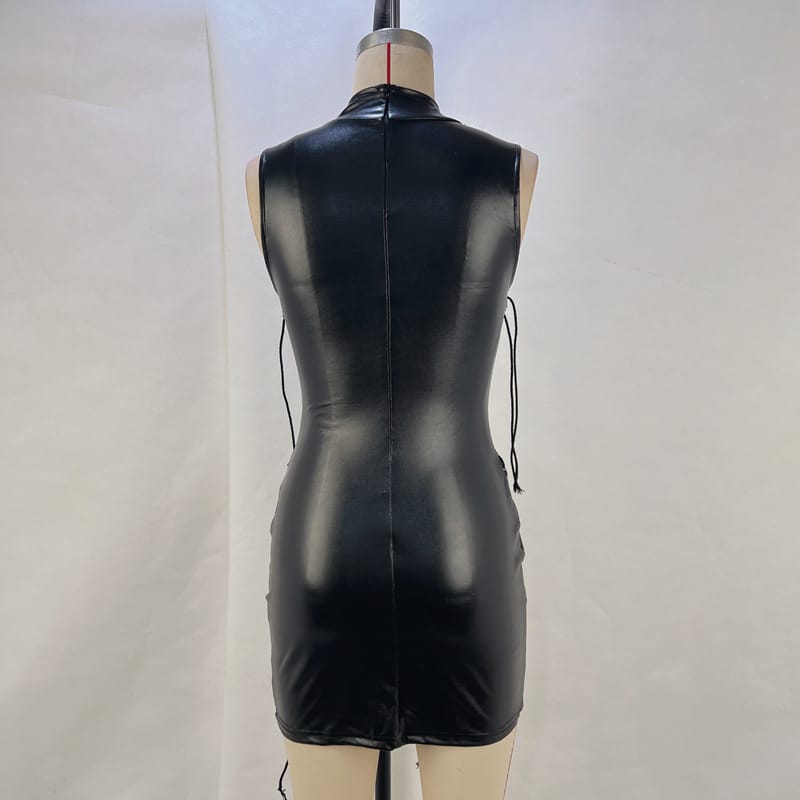 Faux Leather Fantasy Bodycon - Edgy Elegance Unleashed