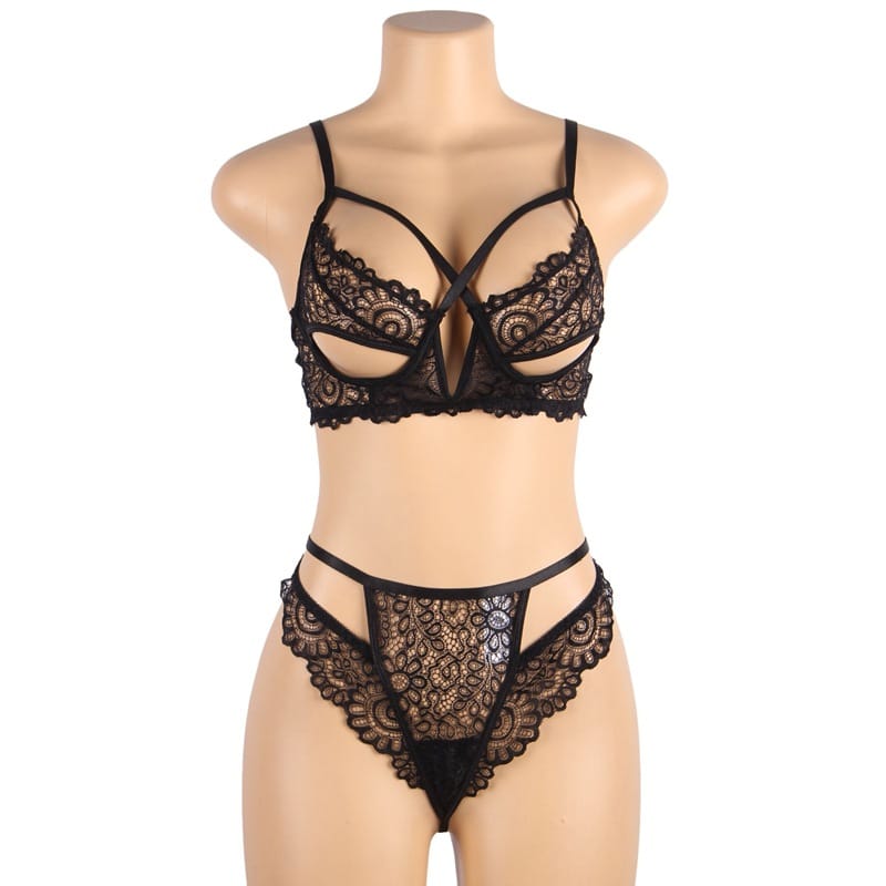 Deep V-plunge Lingerie Set - Hollow Cutout Lace Fantasy