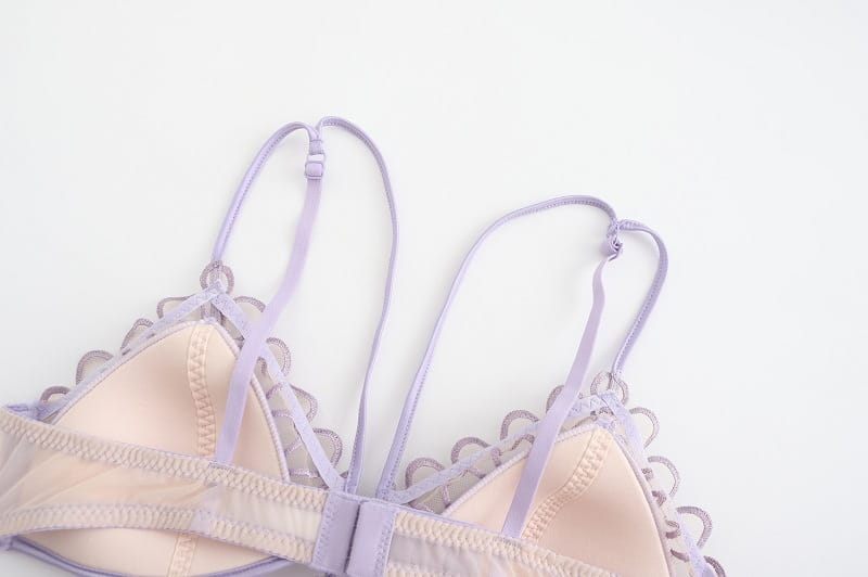French Mesh Embroidered Bra Set - Triangle Cup Elegance