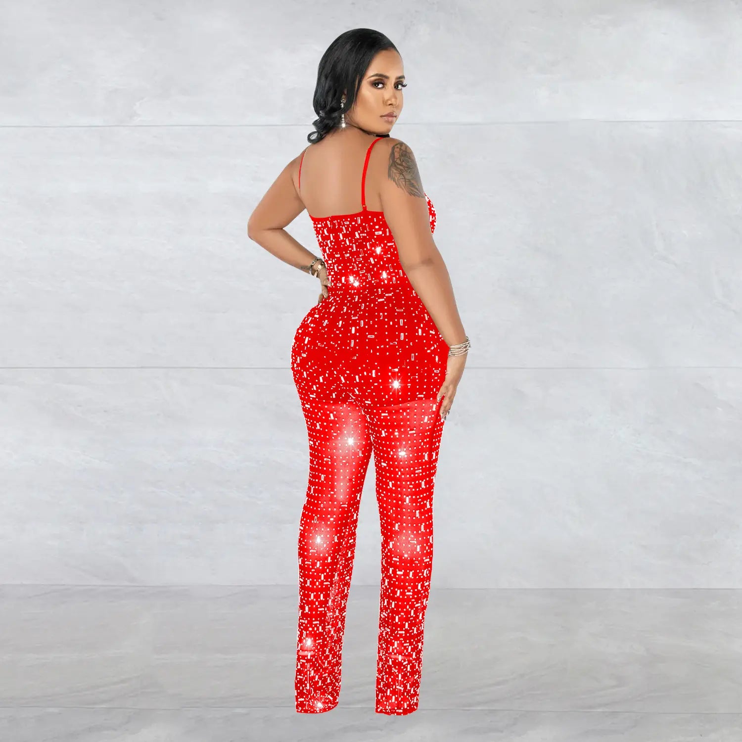 Rhinestone Radiance Jumpsuit - Sparkle In Elegance!