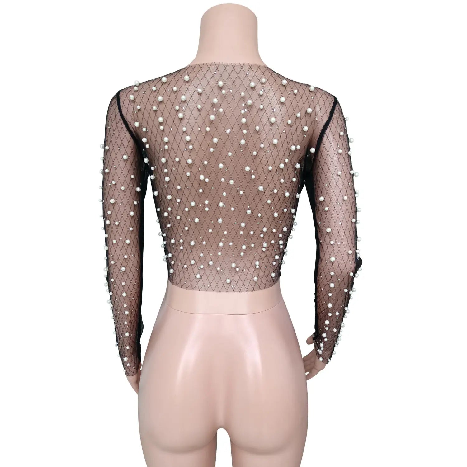 Beaded Crop Top - Mesh Lace & Sequin Glamour