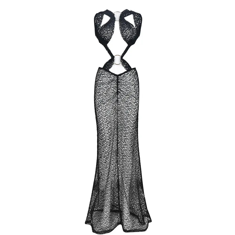 Sultry Backless Halter Neck Maxi Dress - Unveil Your Sensual Elegance