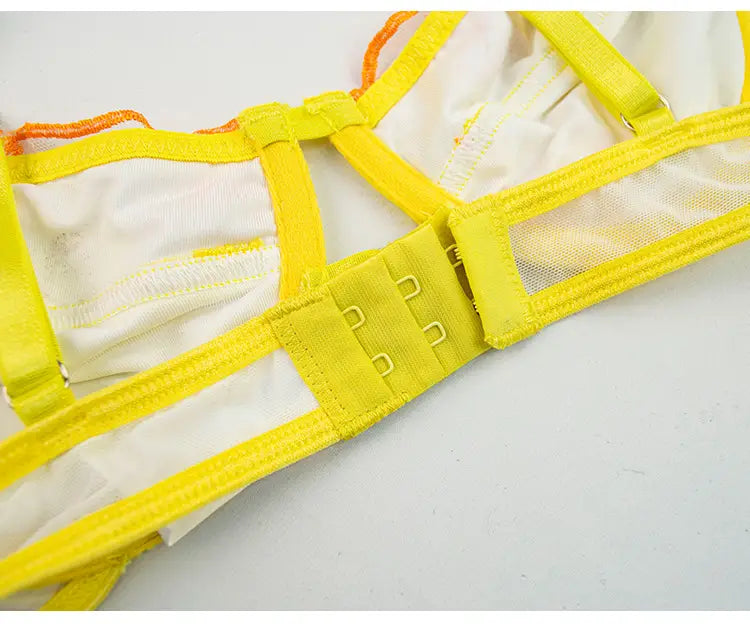 Underwired Yellow Embroidery Floral Lingerie Set - Unveil your Radiance