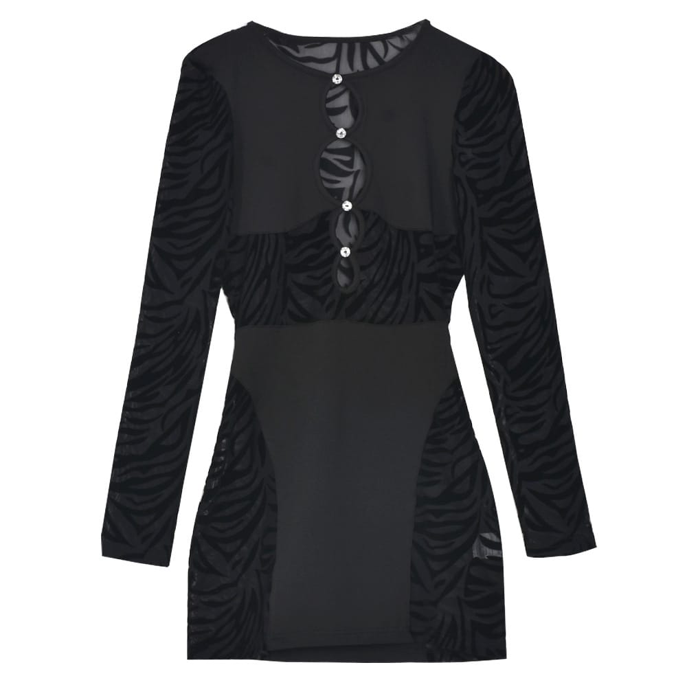 Seductive Lace Cutout Dress - Allure In Long Sleeve Glamour