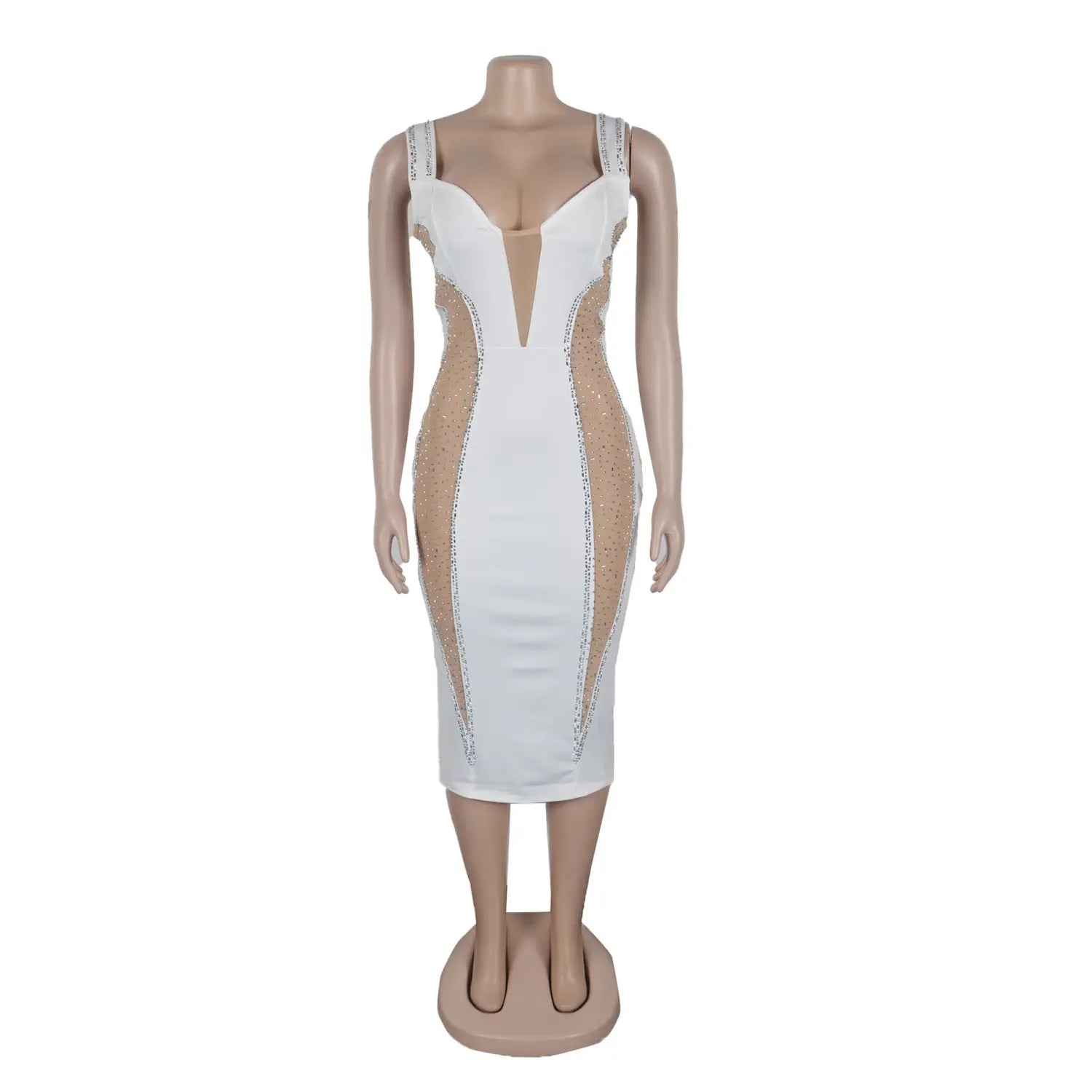 Elegant Rhinestone Bodycon Dress – Summer Glamour