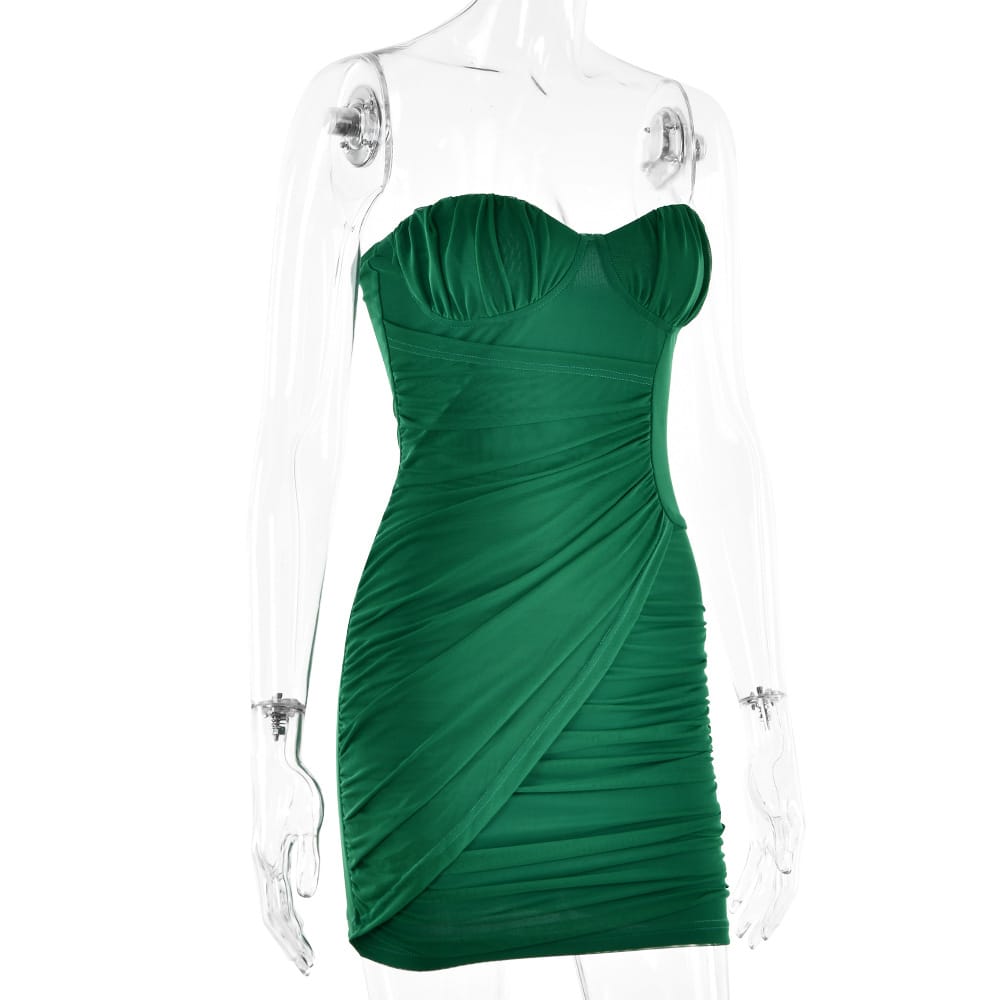 Strapless Ruched Bodycon Dress - Sleek and Asymmetric for Sensational Nights