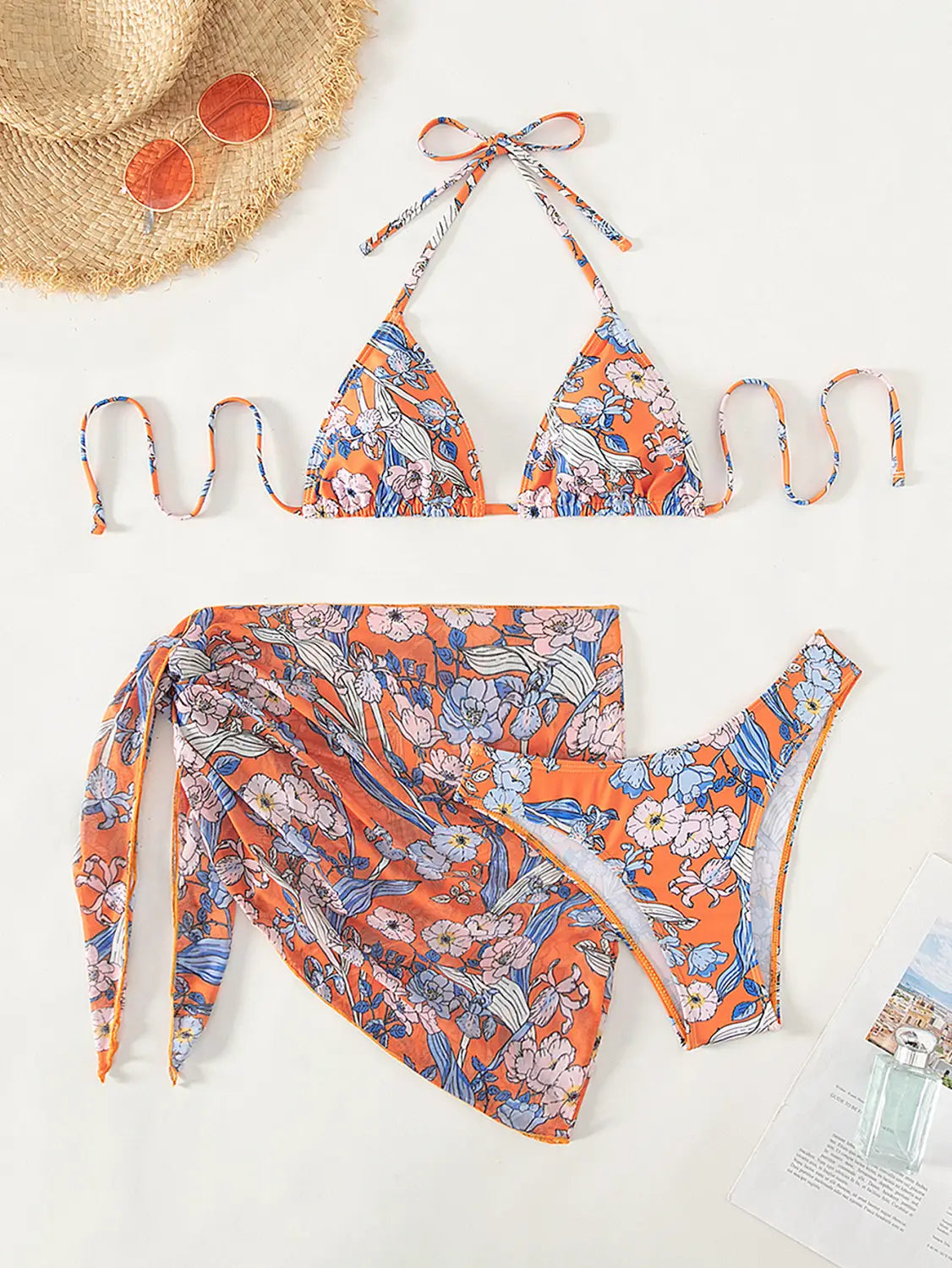 Boho Floral Backless Swimsuit Set - Summer Bliss