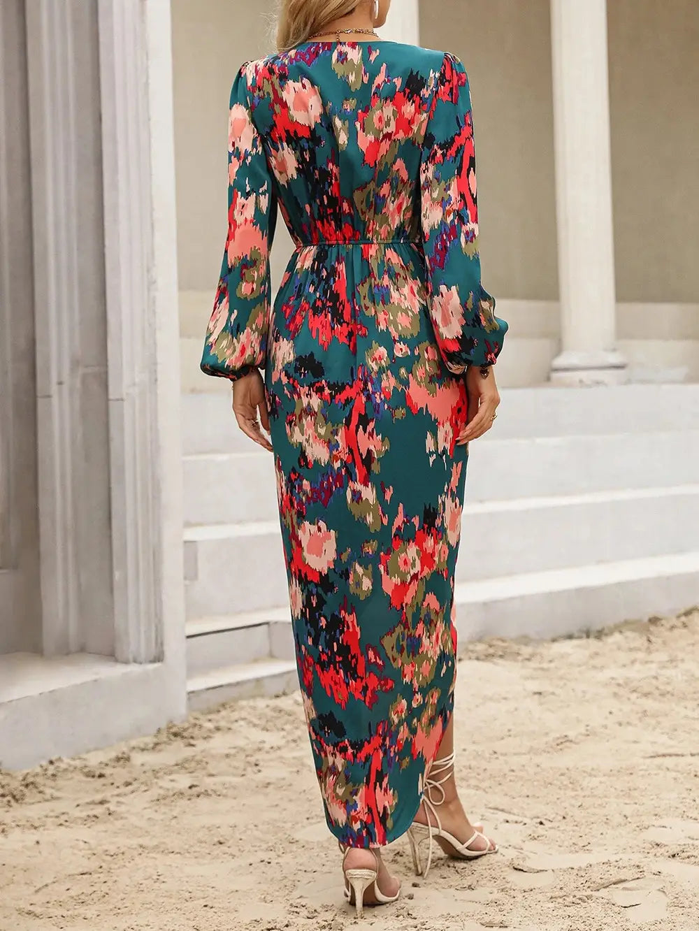 Elegant Boho Maxi Dress With Split Design - Perfect For Vacation