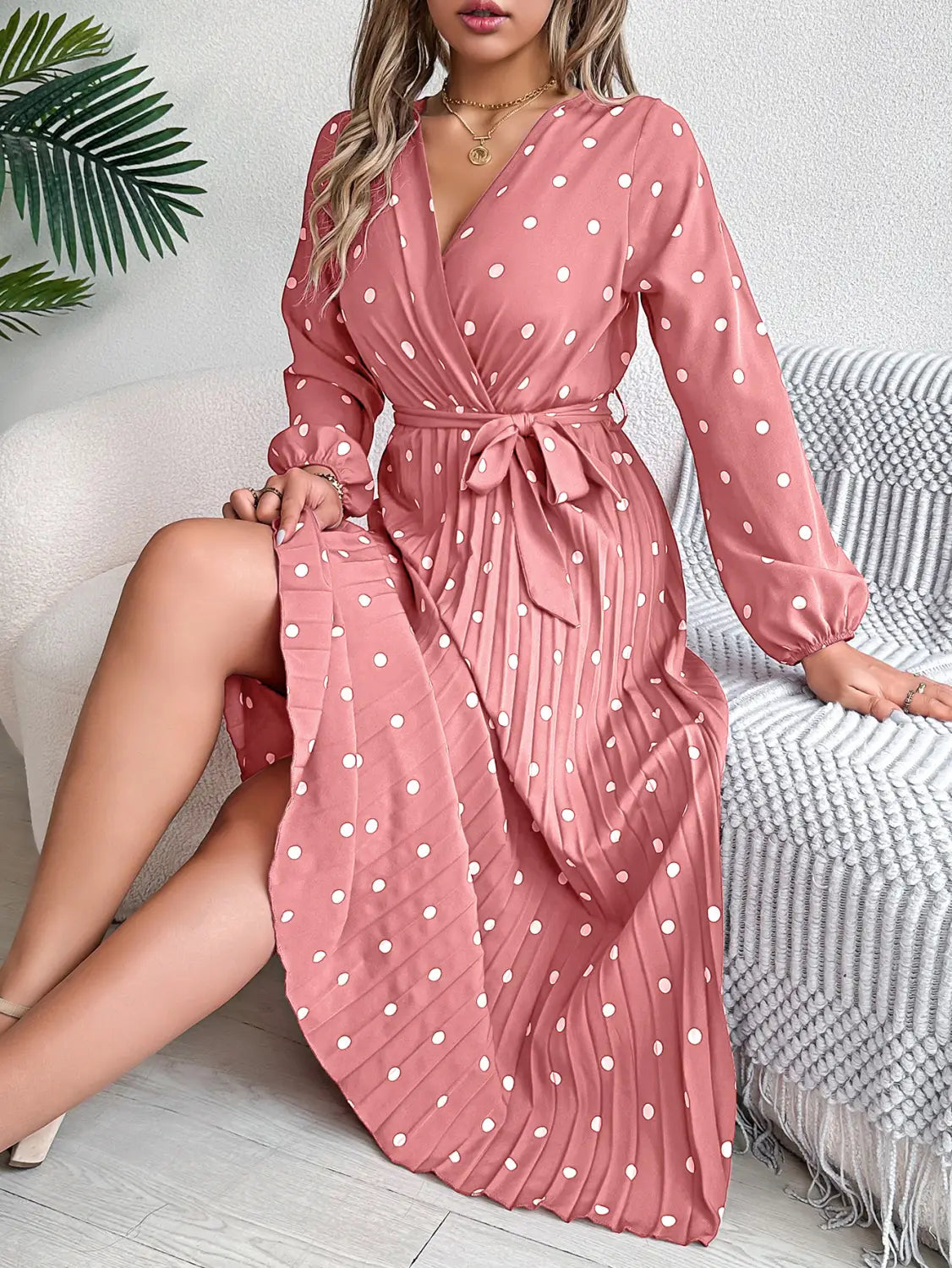 Elegant Polka Dot Maxi Dress - Ultimate Spring/fall Essential