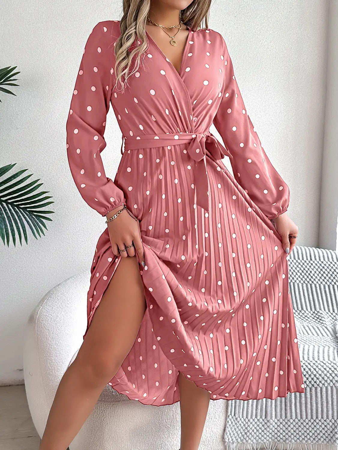 Elegant Polka Dot Maxi Dress - Ultimate Spring/fall Essential