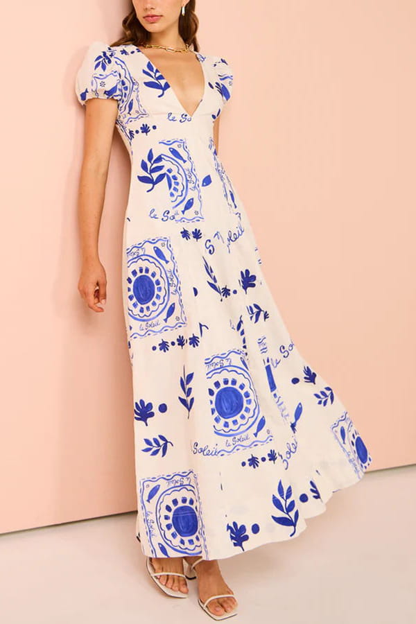 Graphic Pocket Maxi Dress - Effortless Summer Sophistication