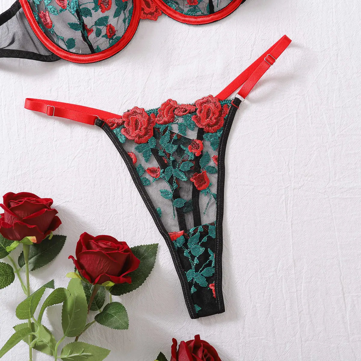 Sexy Floral Embroidered Lingerie Set – See-through Elegance