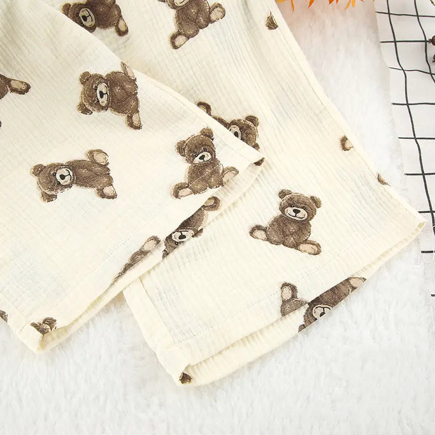 Bear-printed Cotton Loungewear Set - Ultimate Comfort for Spring/fall