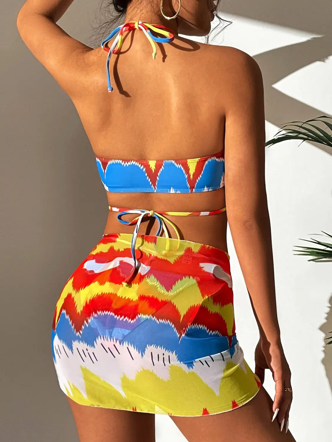 Vibrant Three-piece Colourful Swimsuit Set - Boho Beach Babe