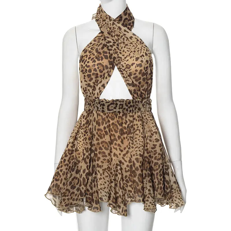 Fierce Leopard Halter Dress – Wild & Free