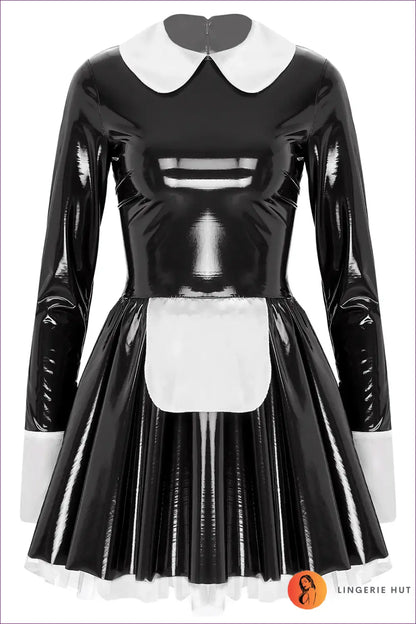 High-Shine Maid Costume with Apron - Playful Fantasy