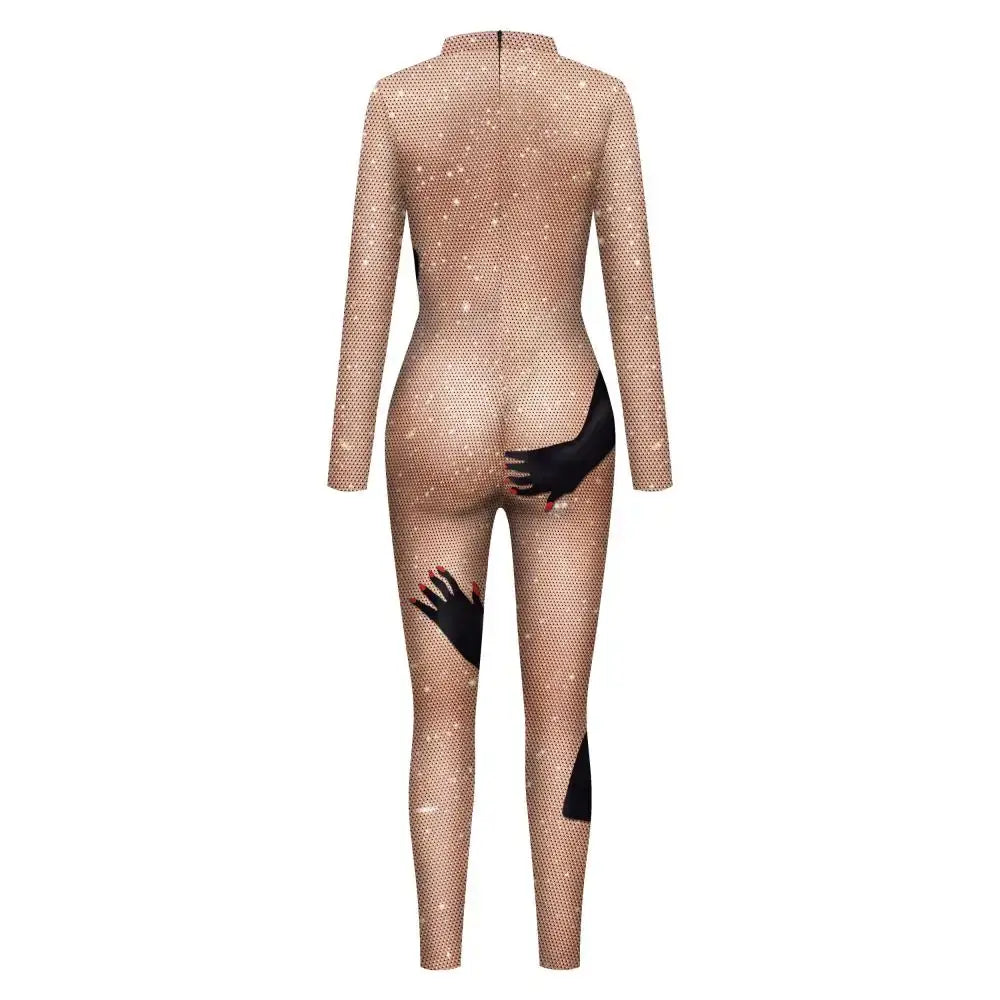 Nude Illusion Catsuit - Mesh Print Mastery