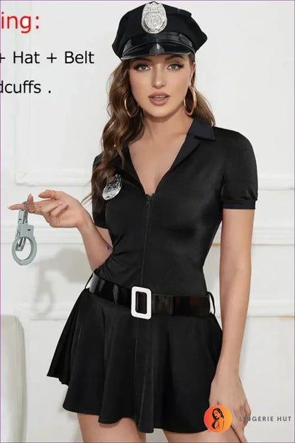 Zip Front Police Costume with Hat - Bold Confidence