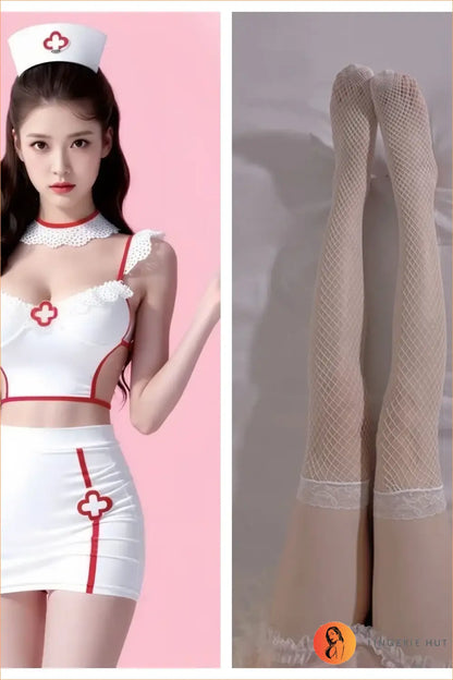 White & Red Nurse Costume Set