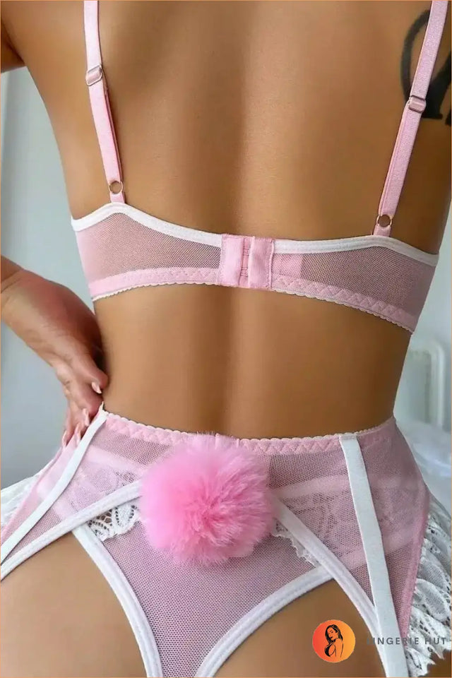 Heart Lace Garter Belt Set with Bow Choker