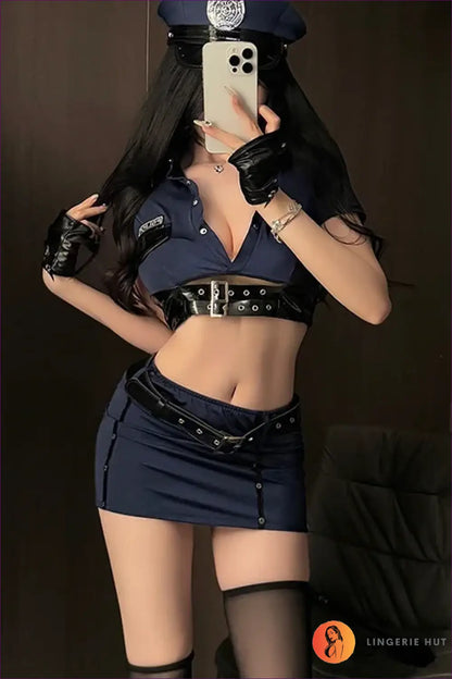 Police Costume Set with Mini Skirt - Playful Fantasy