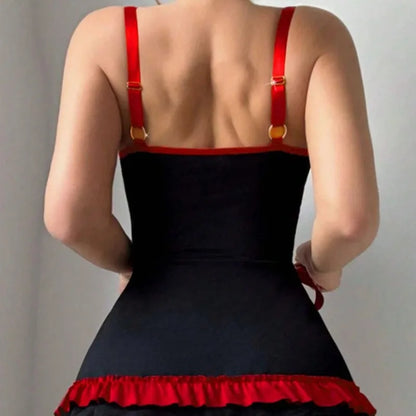 Nurse Costume Mini Dress with Cross Badge and Hip Bows