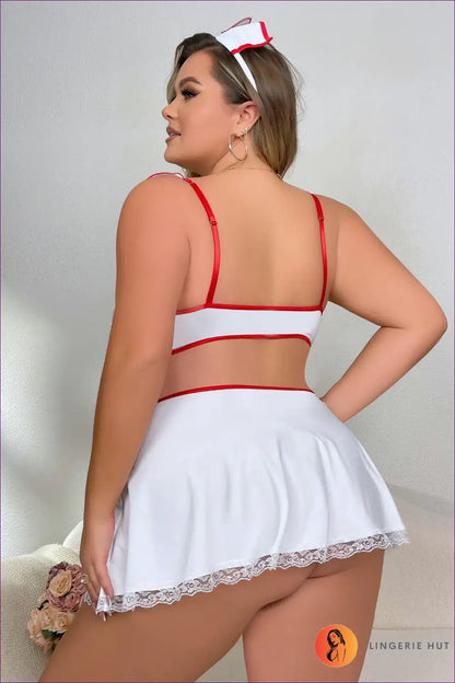 Nurse Costume with Heart Cross Patch and Headpiece - Playful Fantasy