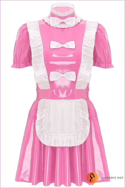 High-Shine Maid Costume with Apron - Playful Fantasy