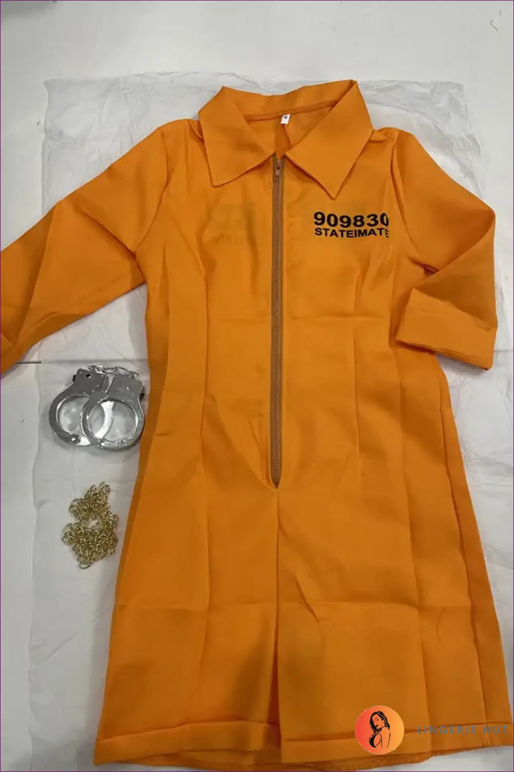 Convict Costume Romper with Back Print - Busted Confidence