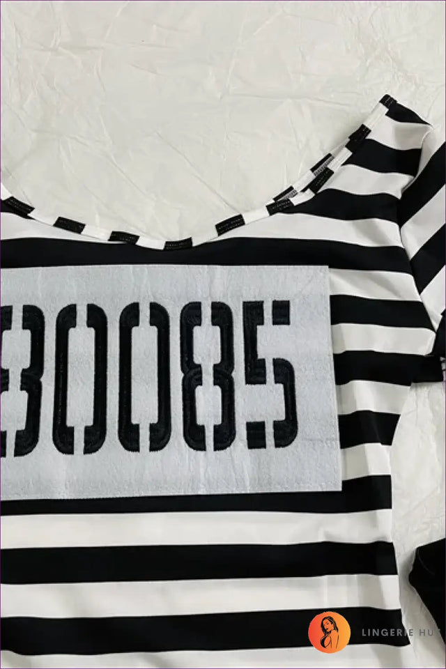 Prisoner Costume Set with Cap and Gloves - Jailbird Ease
