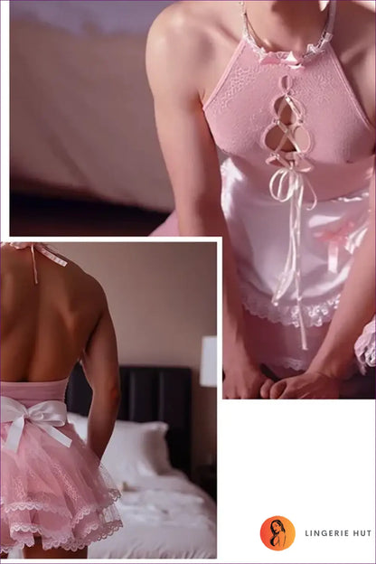 Apron Maid Costume with Lace-Up Front - Playful Charm