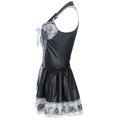 French Maid Mini Dress with Lace Apron and Headband