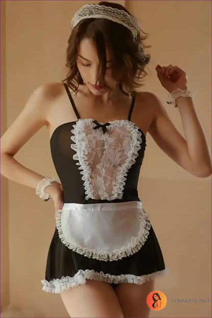 Ruffle Maid Costume with Apron-Style Skirt - Playful Confidence