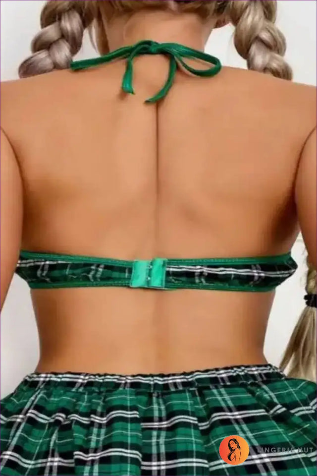 Sexy Schoolgirl Costume with Halter Lace Bra - Weekend Flirt