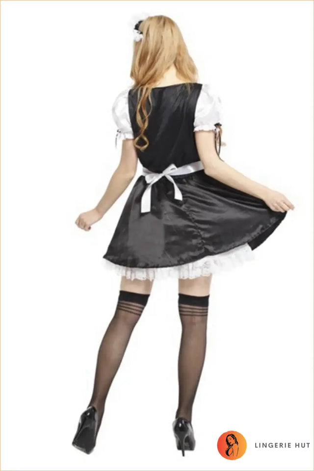Classic Maid Costume with Apron and Puff Sleeves - Confident Evenings