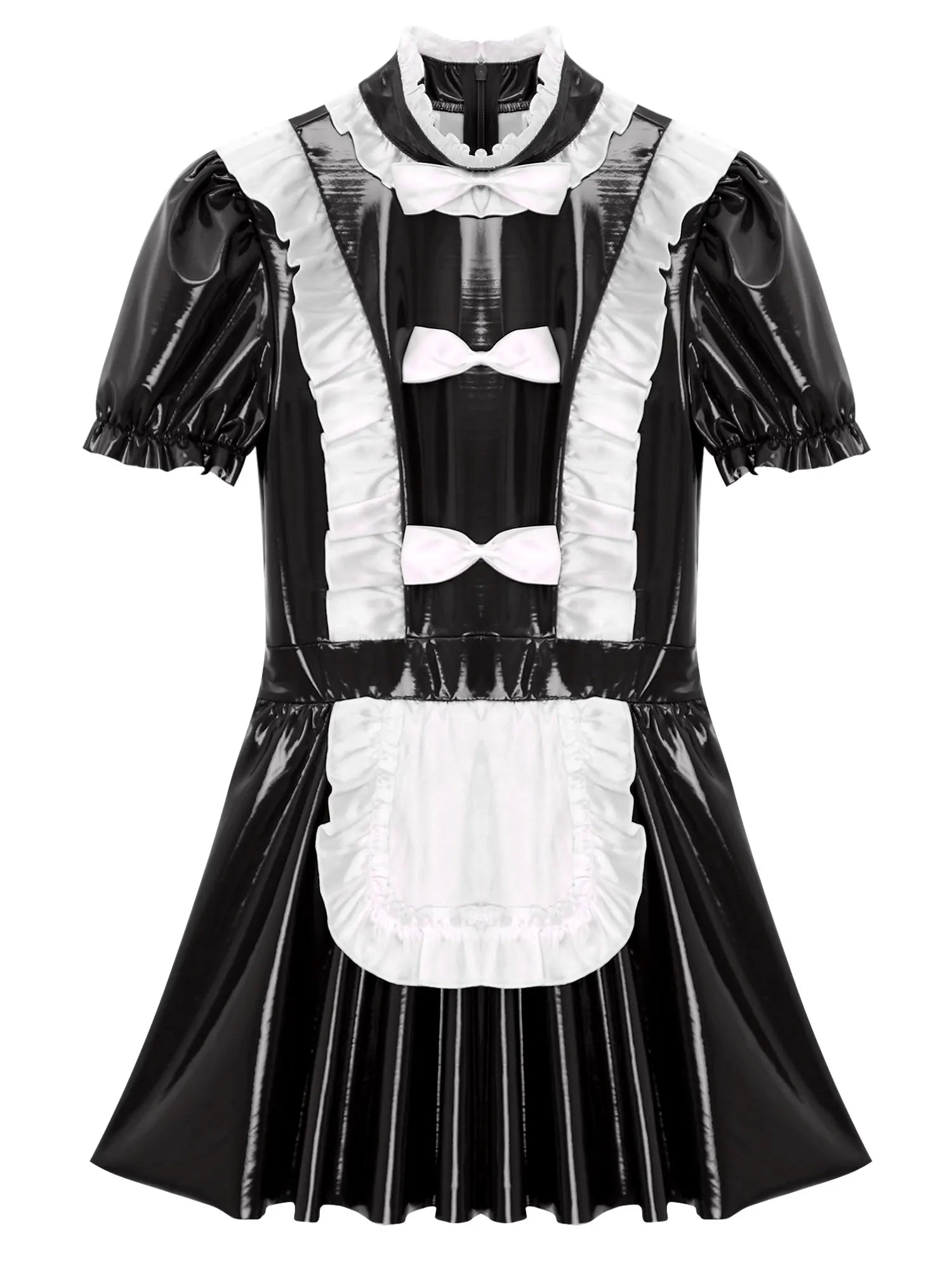 Glossy Patent Leather French Maid Dress