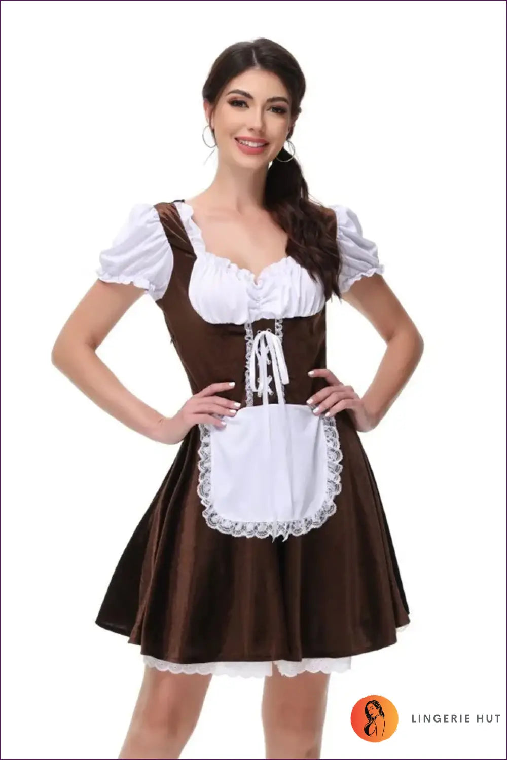 Velvet Oktoberfest Costume with Lace-Up Front - Festival Spirit