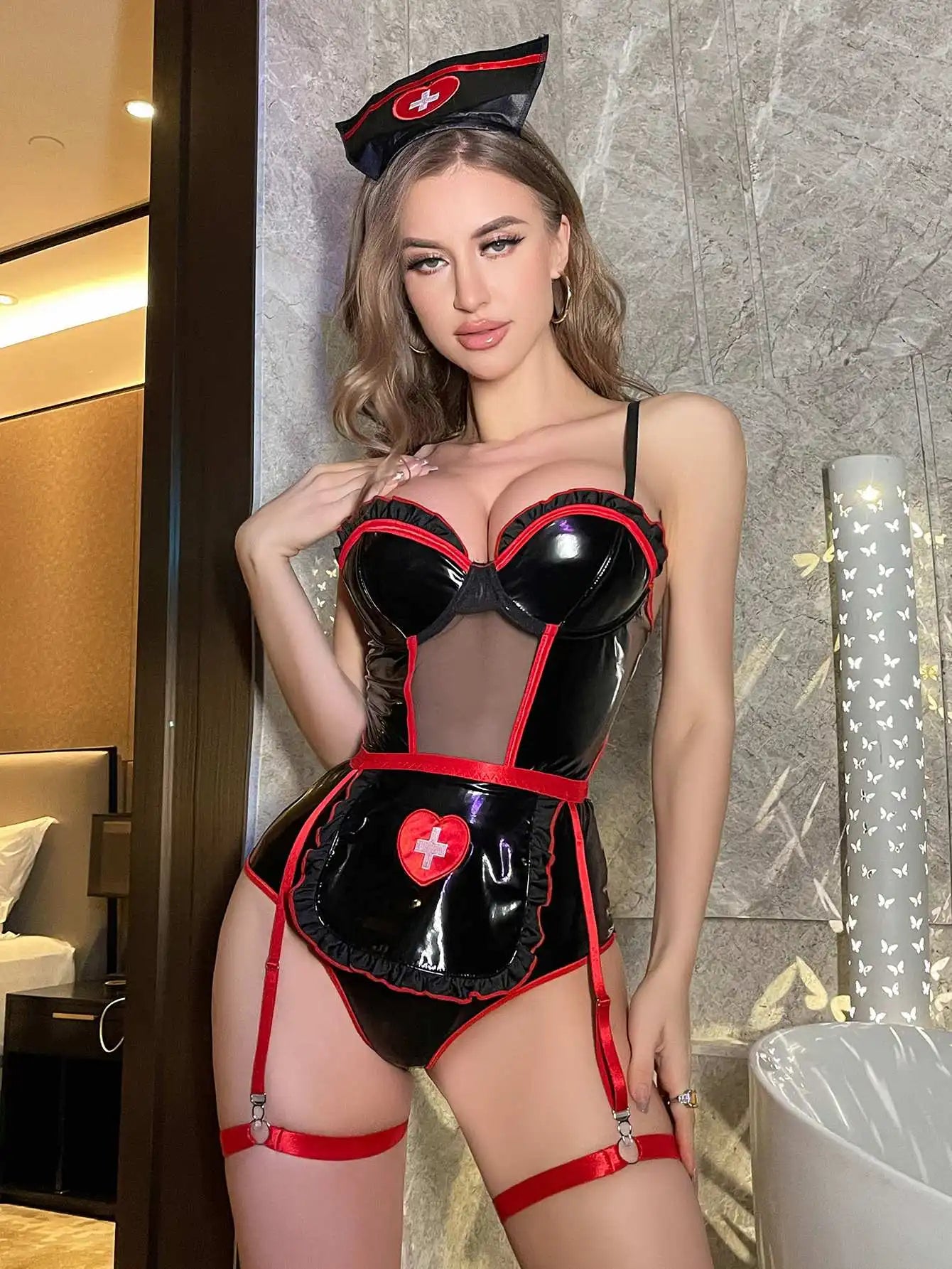 Sexy Spaghetti Strap Nurse Bodysuit - Bold and Alluring