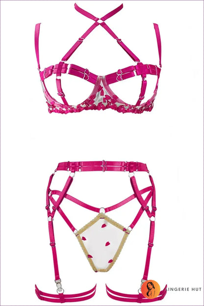 Cage-Strap Harness Set with Heart Hardware - After-Dark Edge