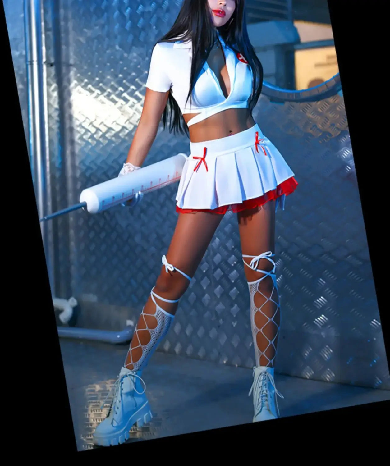 Two-piece Nurse Uniform - Deep v Neck Ignite Fantasy Tonight