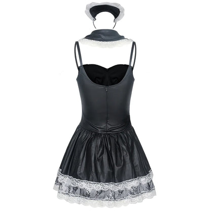 French Maid Mini Dress with Lace Apron and Headband