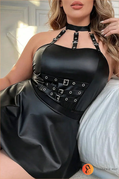Buckle Corset Halter Lingerie Dress