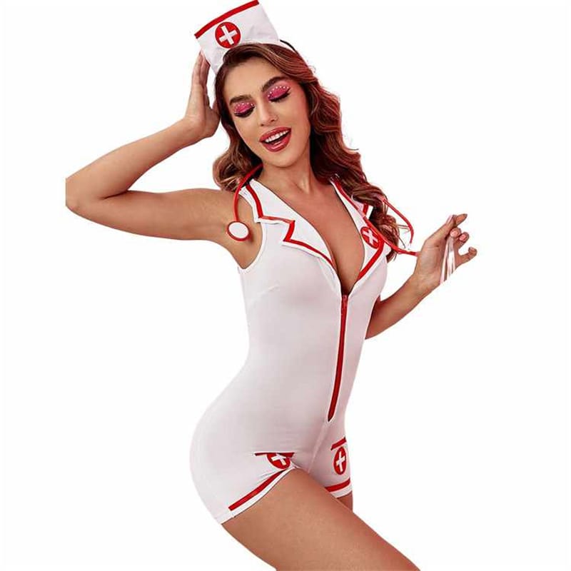 Sexy V-neck Nurse Uniform - Adult Cosplay Heart-stopping Elegance