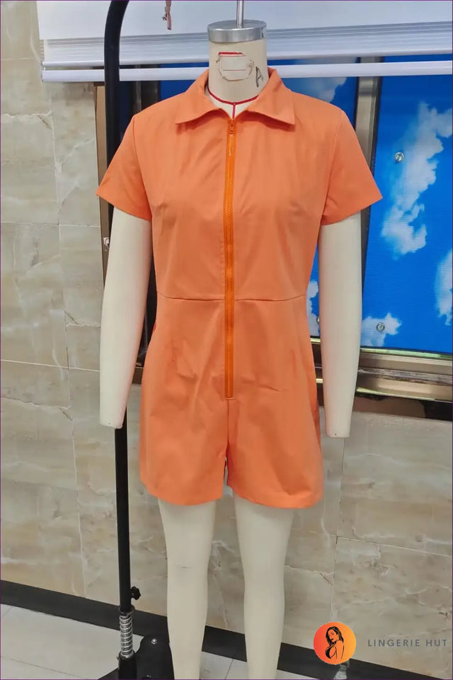 Prisoner Costume Romper with Zip Front - Lockup Ease